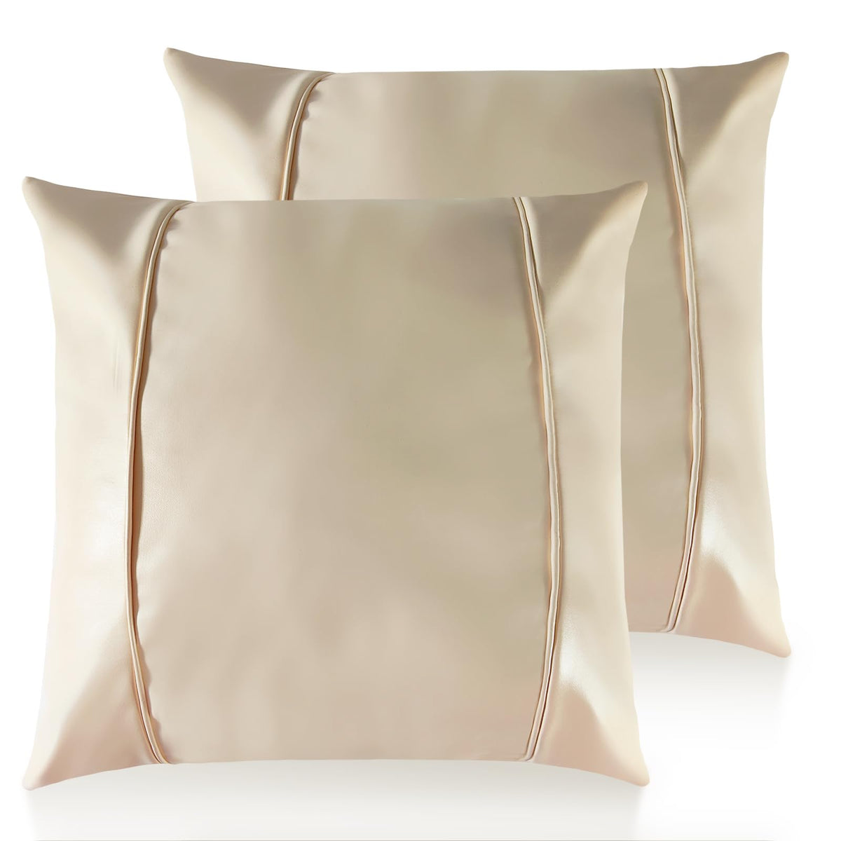 Faux Leather Throw Pillow Cover 18X18 Inch Set of 2 Brown Outdoor Modern Farmhouse Solid Decorative Pillow Covers for Room Couch Living Bedroom Bed Sofa