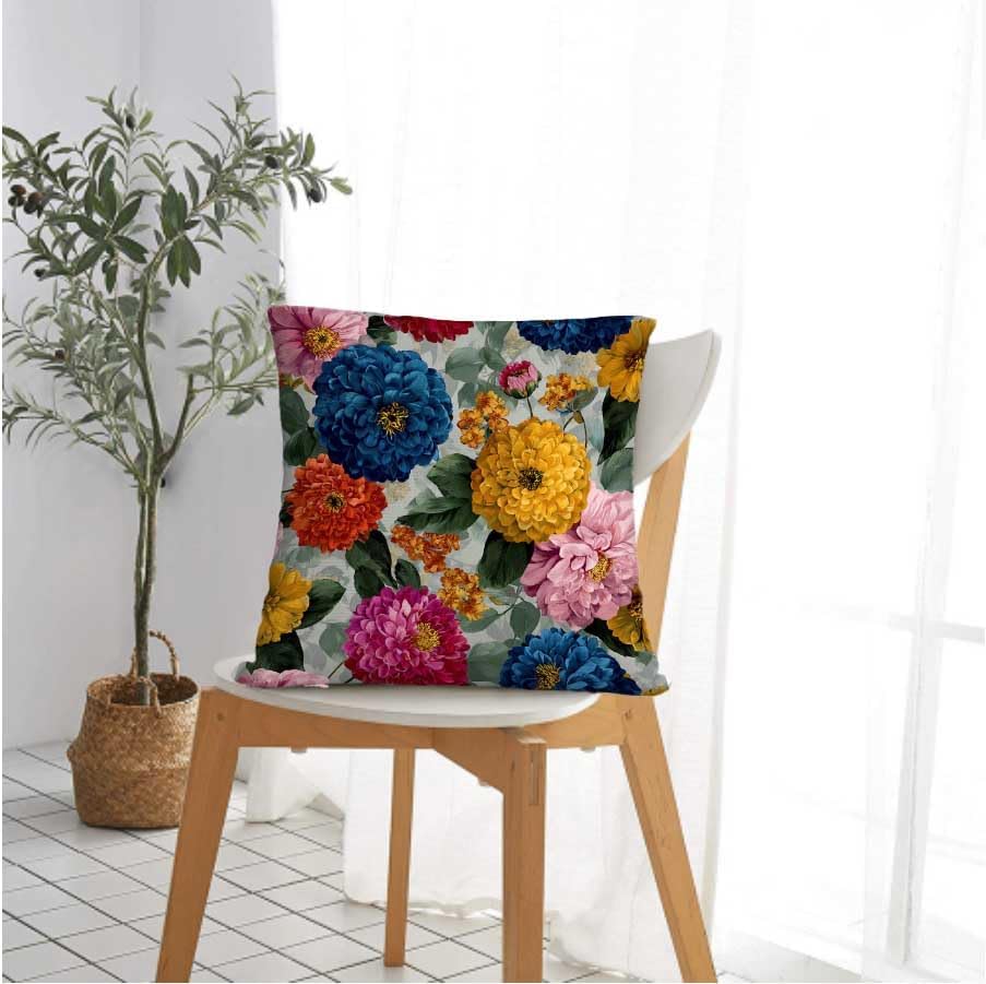 Floral Throw Pillow Covers 18x18 Set of 2, Cushion Covers, Decorative Square Pillowcases for Couch, Bedroom, Living Room（B）