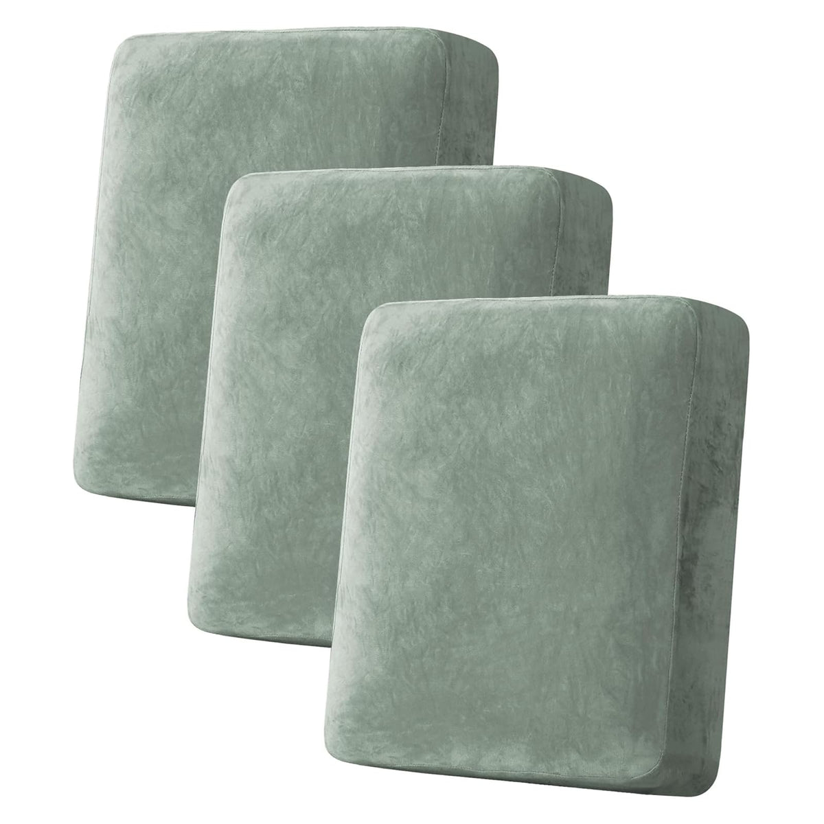 H.VERSAILTEX Velvet Stretch Couch Cushion Cover Plush Cushion Slipcover for Chair Loveseat Sofa Cushion Furniture Protector Seat Cushion Sofa Cover (3 Piece Sofa Cushion Covers, Ivory)