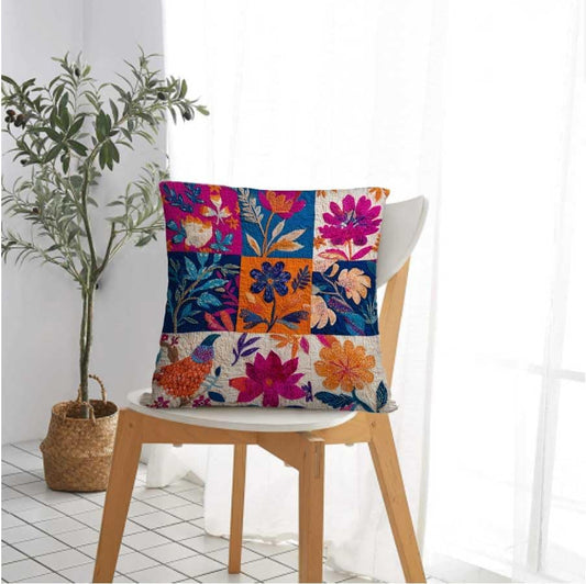 Throw Pillow Covers 18x18 Set of 2, Simple Patchwork Cushion Covers, Decorative Square Pillowcases for Couch, Bedroom, Living Room