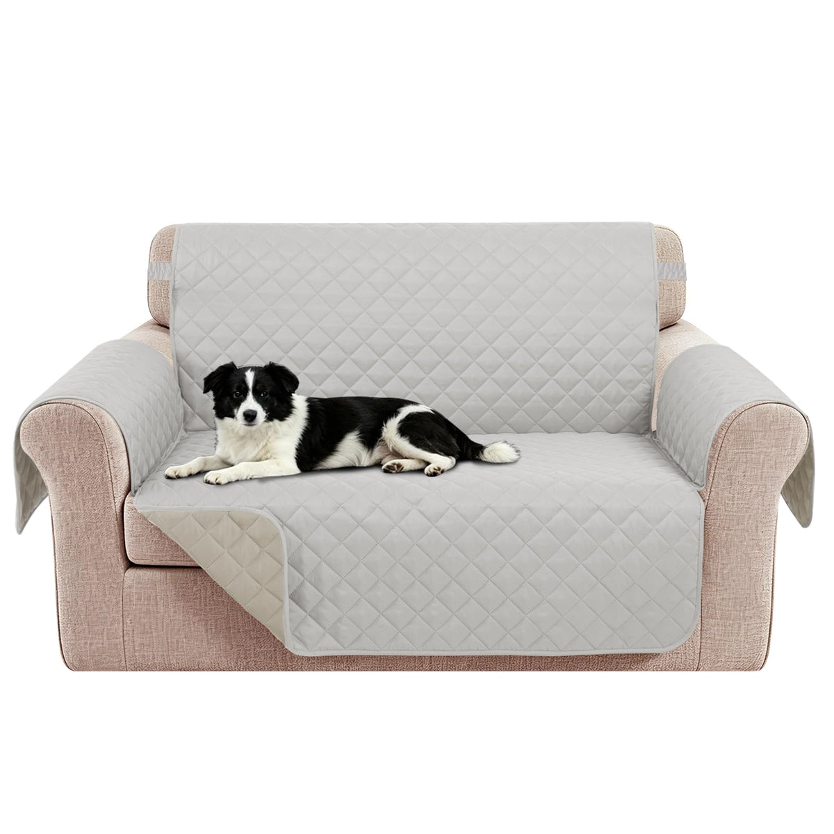 Reversible Sofa Cover for 3 Cushion, Chocolate/Beige