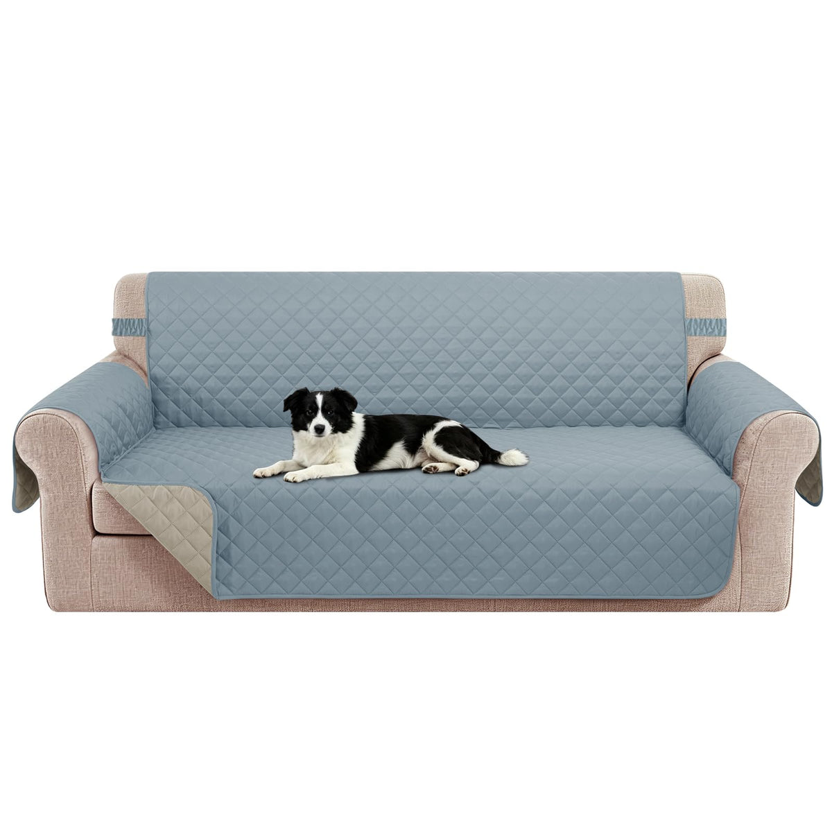 Reversible Sofa Cover for 3 Cushion, Chocolate/Beige
