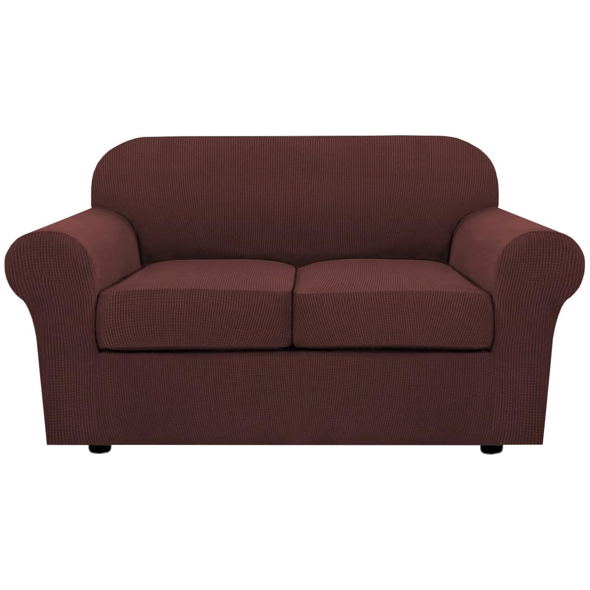 H.VERSAILTEX 4 Piece Stretch Sofa Covers for 3 Cushion Couch Covers for Living Room Slipcovers (Base Cover Plus 3 Seat Cushion Covers) Upgraded Thicker Jacquard Fabric (Sofa, Sand)