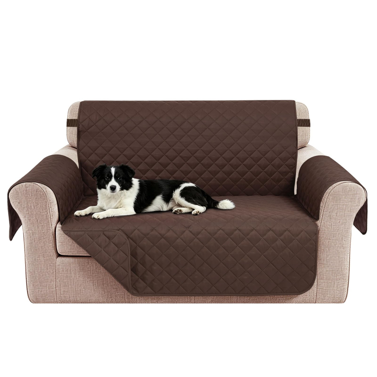 Reversible Sofa Cover for 3 Cushion, Chocolate/Beige