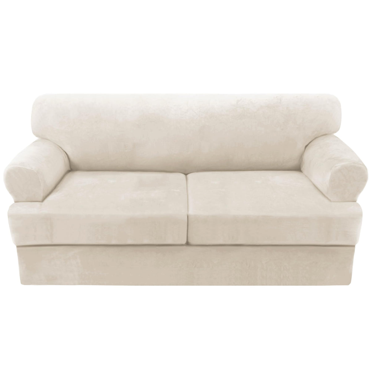 H.VERSAILTEX Sofa Cover 4 Piece T Cushion Sofa Slipcovers Couch Cover Furniture Protector Stretch T Cushion Sofa Covers for 3 Cushion Couch with 3 Individual T Cushion Covers, Ivory