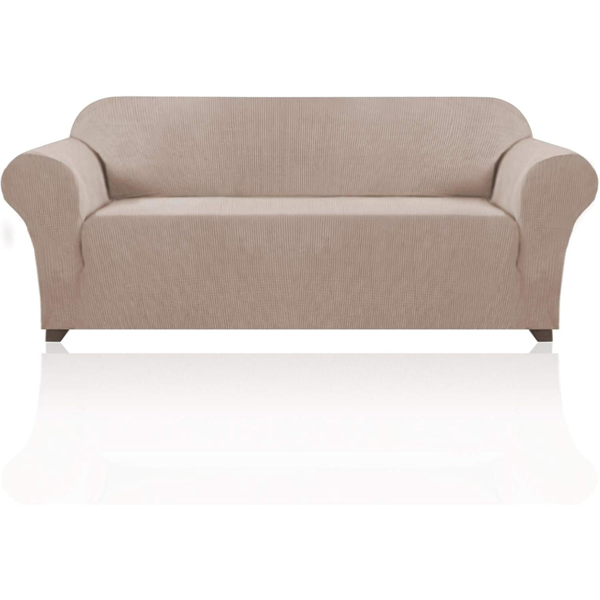 PrinceDeco Stretch Loveseat Sofa Cover Slipcover Couch Cover for 2 Cushion Sofa Washable Sofa Cover for Pets Friendly Furniture Protector Covers with Non Slip Bottom(Loveseat, Brown)