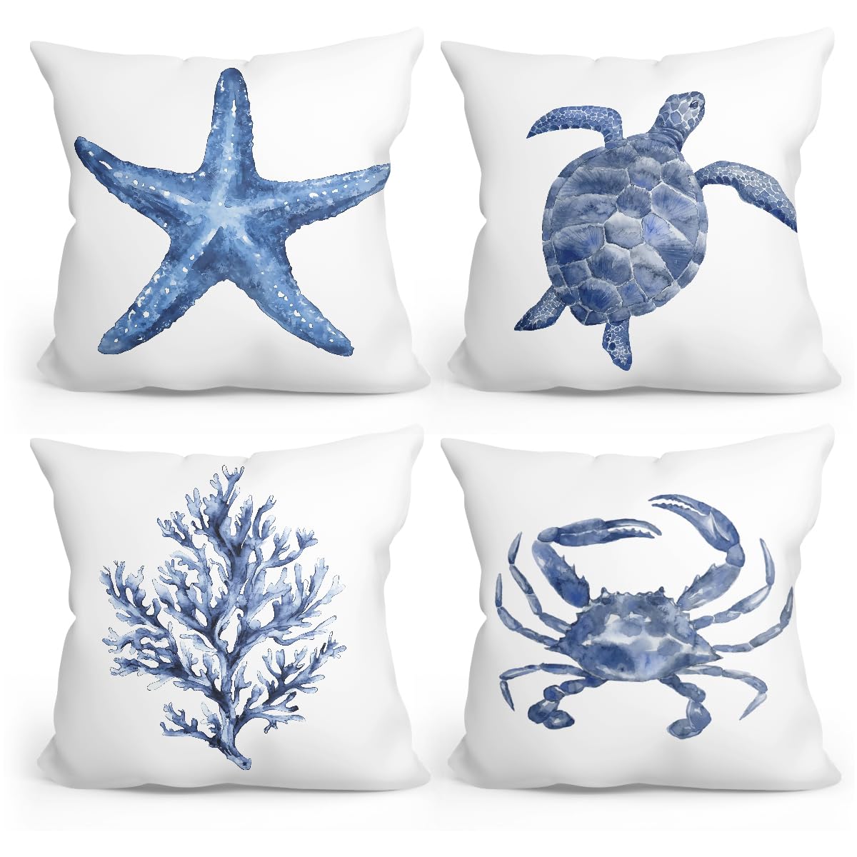 4Pcs Blue Grey Throw Pillow Covers, Dark Blue Throw Pillows Cushion Covers