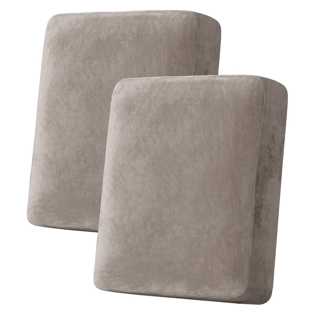 H.VERSAILTEX Velvet Stretch Couch Cushion Cover Plush Cushion Slipcover for Chair Loveseat Sofa Cushion Furniture Protector Seat Cushion Sofa Cover (2 Piece Large Sofa Cushion Covers, Ivory)