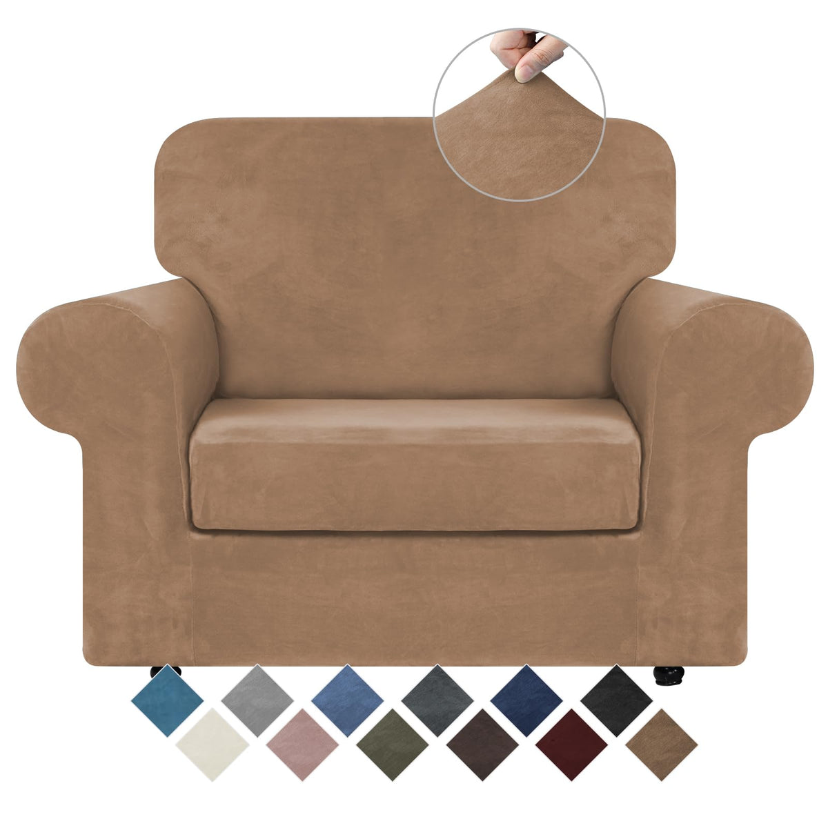 WEERRW 4 Pieces Couch Cover for Sofa Velvet Sofa Covers Washable, Dark Grey