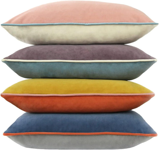Velvet Throw Pillow Covers 18x18 Inch Set of 4 Decorative Velour Pillowcases Double-Colored Cushion Covers for Sofa Couch,Warm-Edge