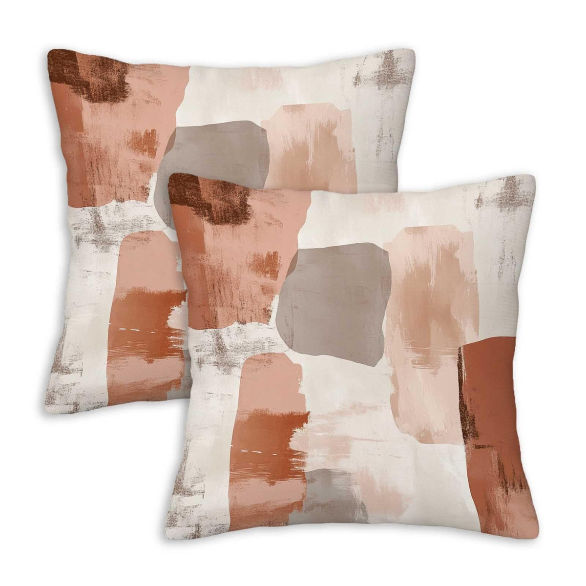 Throw Pillow Covers 18x18 Set of 2, Simple Patchwork Cushion Covers, Decorative Square Pillowcases for Couch, Bedroom, Living Room