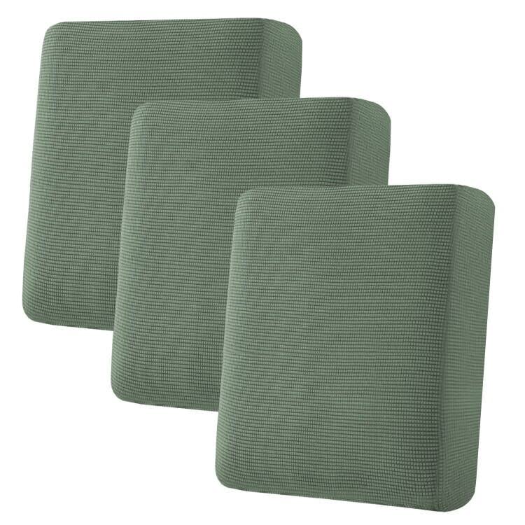 H.VERSAILTEX Super Stretch Individual Seat Cushion/Couch Slipcover Sets Thick Jacquard Textured Twill Fabric (3 Piece Sofa Covers, Sand)
