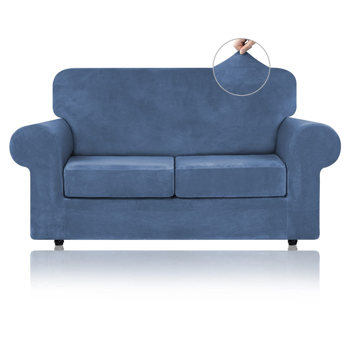 WEERRW 4 Pieces Couch Cover for Sofa Velvet Sofa Covers Washable, Dark Grey