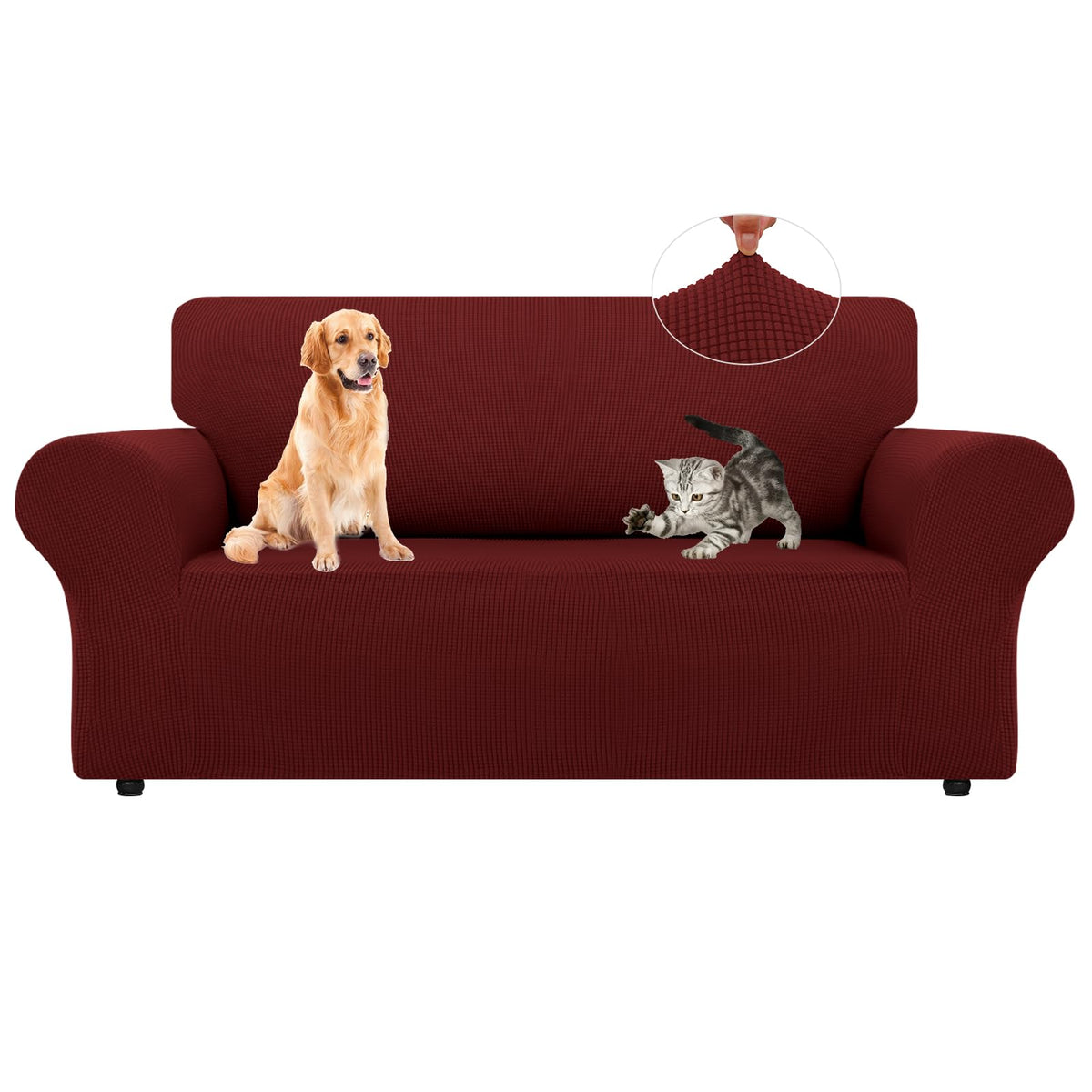 LURKA Stretch Couch Cover for Sofa, 1 Piece 3 Cushion Slipcover, Black