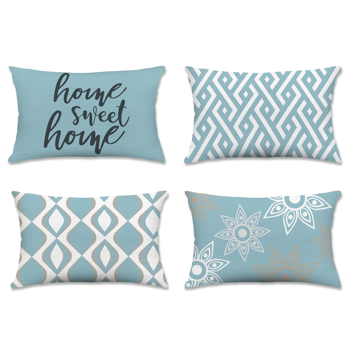 Hexagram Throw Pillow Covers 18x18, Gray Outdoor Pillow Covers Set of 4