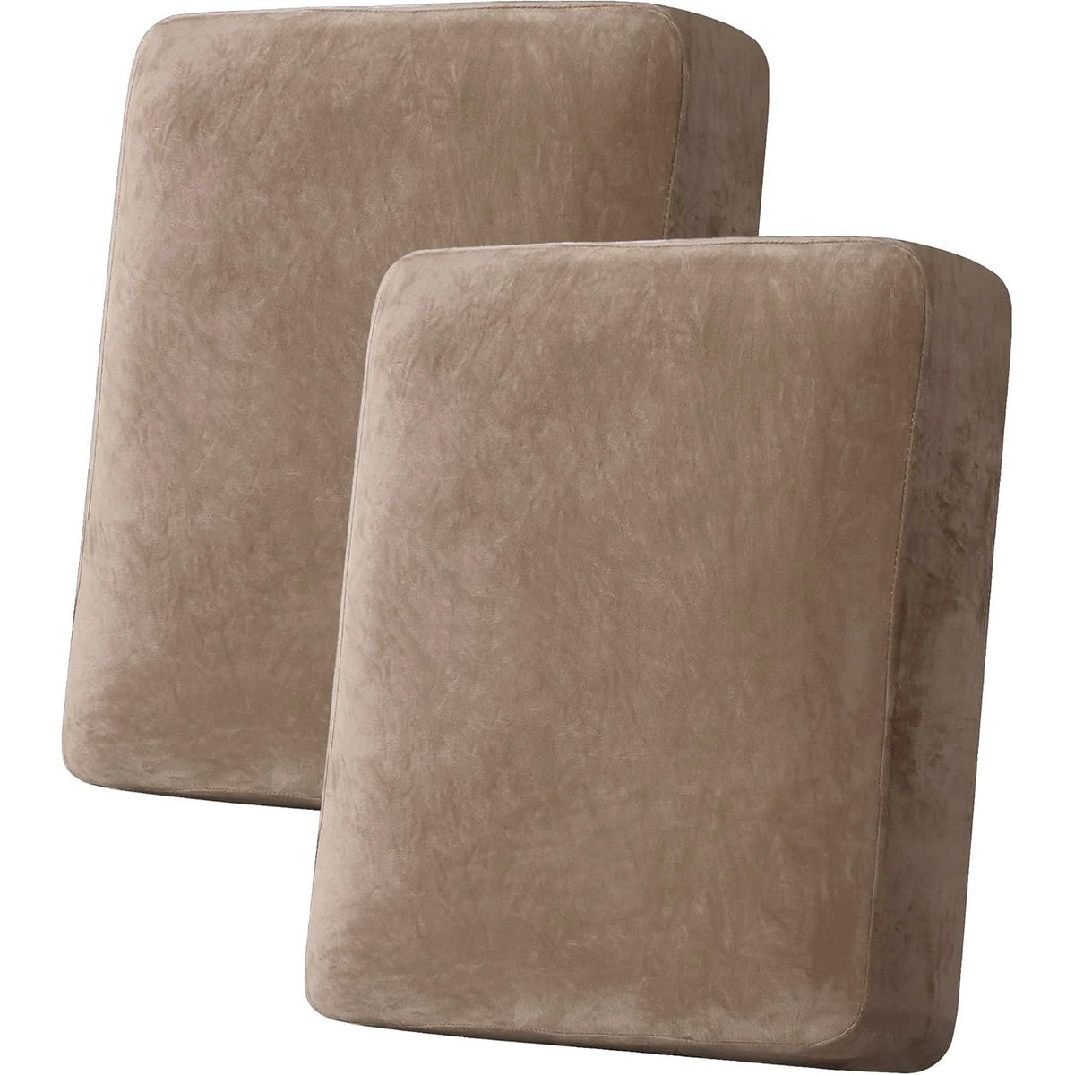 H.VERSAILTEX Velvet Stretch Couch Cushion Cover Plush Cushion Slipcover for Chair Loveseat Sofa Cushion Furniture Protector Seat Cushion Sofa Cover (2 Piece Large Sofa Cushion Covers, Ivory)
