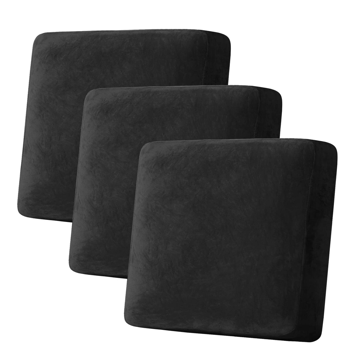 H.VERSAILTEX Velvet Stretch Couch Cushion Cover Plush Cushion Slipcover for Chair Loveseat Sofa Cushion Furniture Protector Seat Cushion Sofa Cover (2 Piece Large Sofa Cushion Covers, Ivory)
