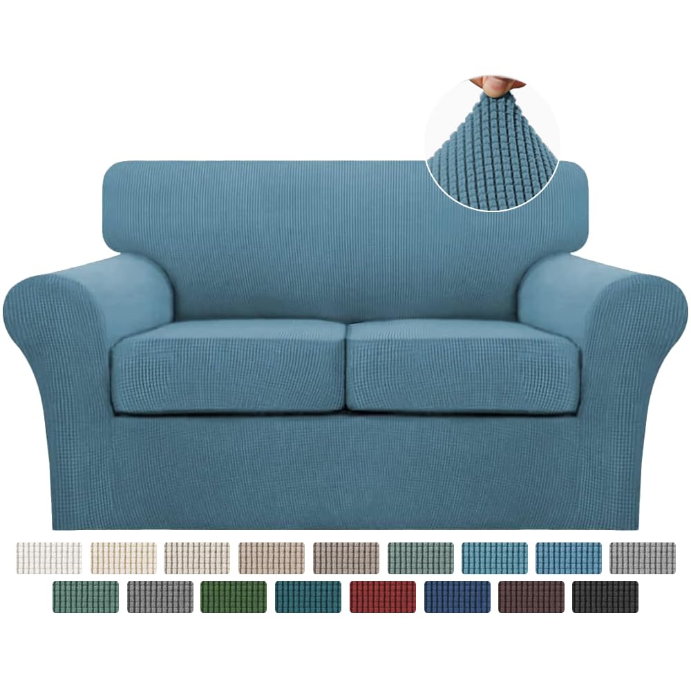 Turquoize 4 Piece Couch Cover Sofa Covers for 3 Cushion Couch Sofa Slipcovers Washable Sofa Cover for Dogs with Individual Couch Cushion Covers Feature Jacquard Fabric(3 Cushion Sofa, Biscotti Beige)