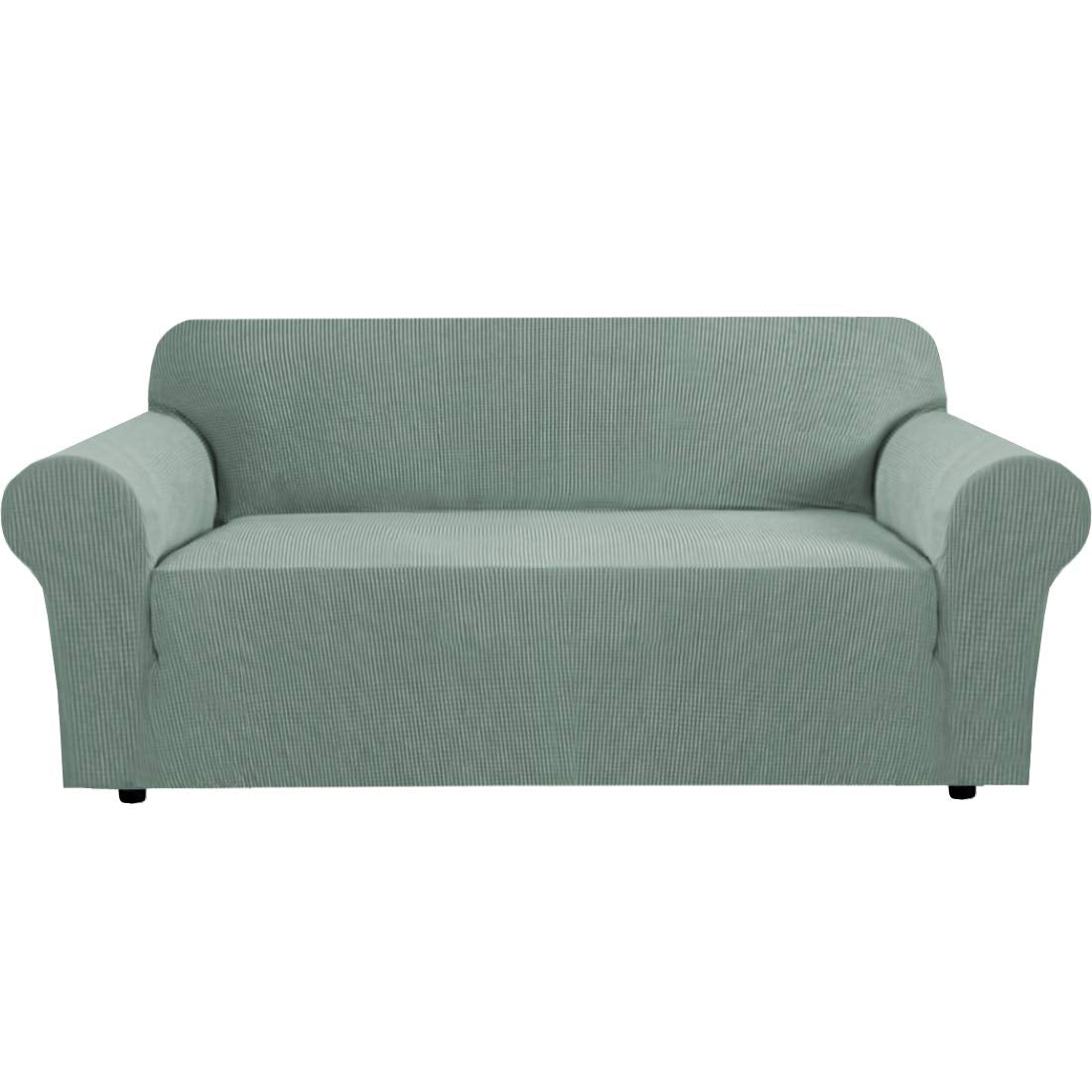H.VERSAILTEX Stretch Sofa Covers for 3 Cushion Couch Covers Sofa Slipcovers for Living Room Feature Thick Checked Jacquard Fabric with Elastic Bottom, Sofa Large - Natural
