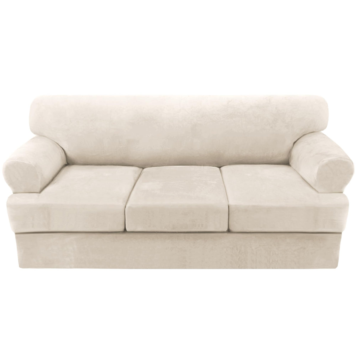 H.VERSAILTEX Sofa Cover 4 Piece T Cushion Sofa Slipcovers Couch Cover Furniture Protector Stretch T Cushion Sofa Covers for 3 Cushion Couch with 3 Individual T Cushion Covers, Ivory