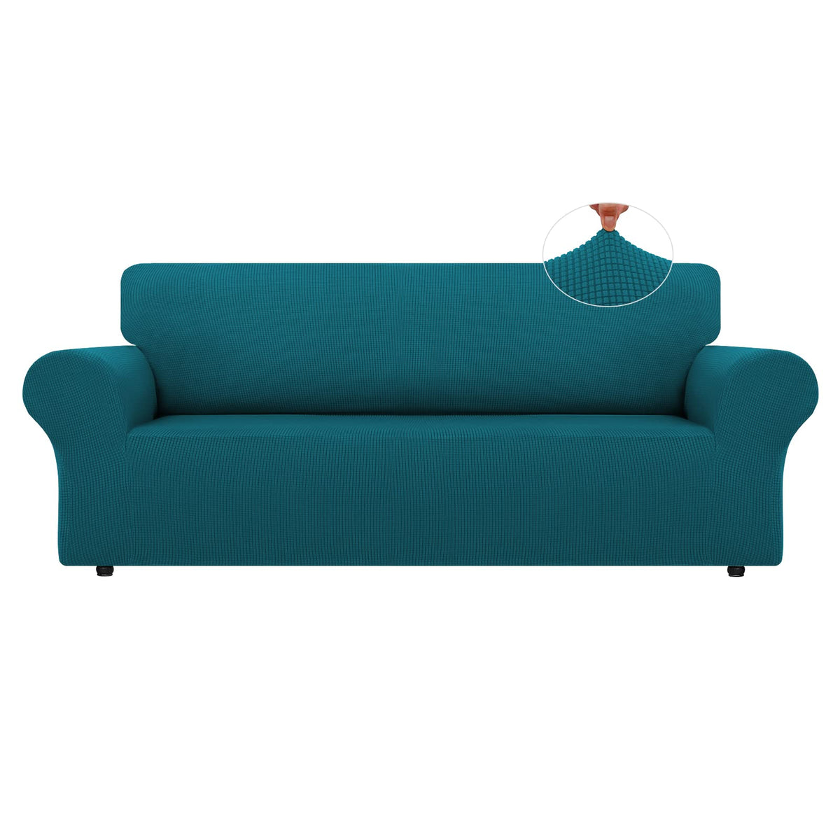 LURKA Stretch Couch Cover for Sofa, 1 Piece 3 Cushion Slipcover, Black