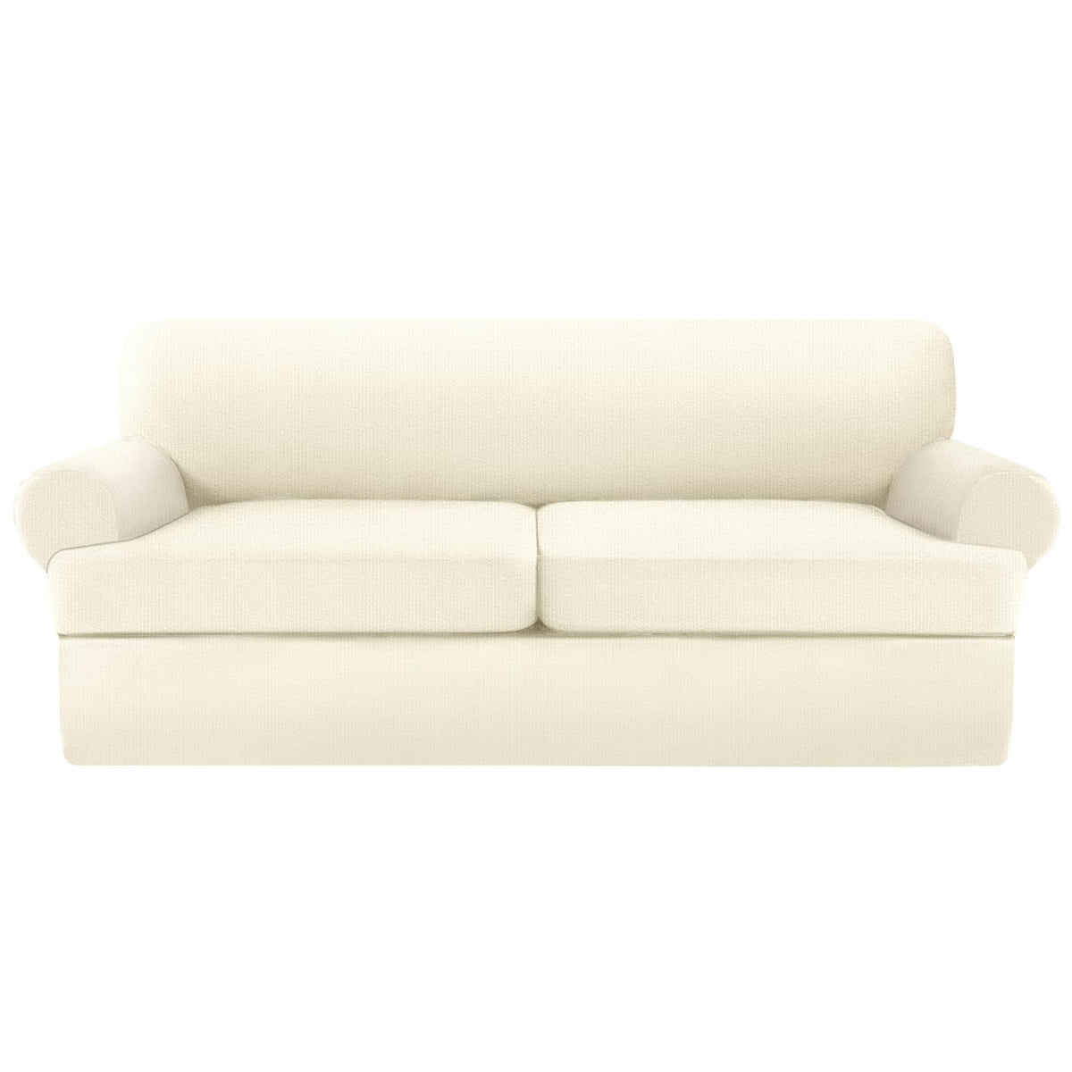 4 Piece T Cushion Sofa Slipcovers Stretch Couch Cover Furniture Covers with 3 Individual T Cushion Covers, Machine Washable for Living Room (Green, 3 Cushions)