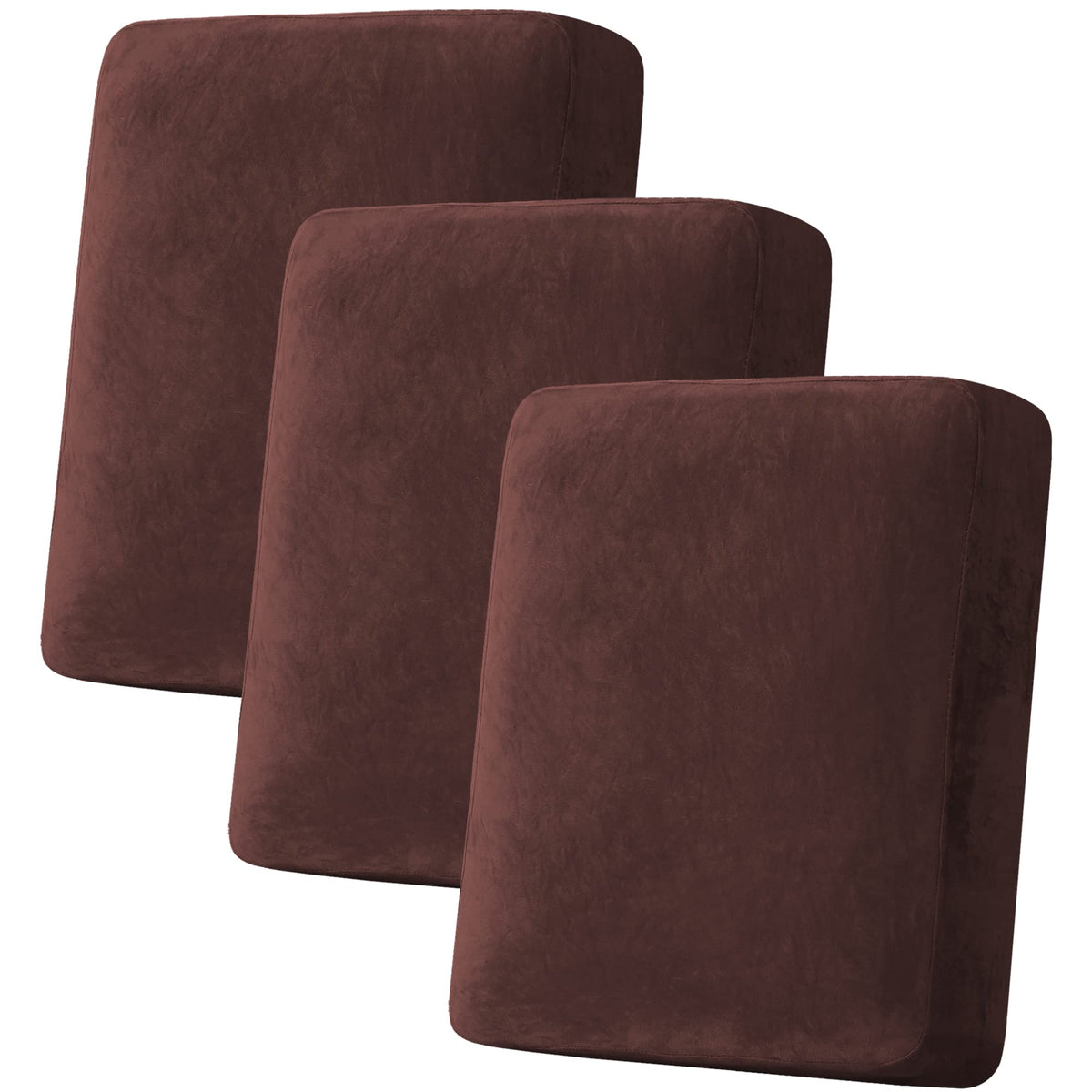 H.VERSAILTEX Velvet Stretch Couch Cushion Cover Plush Cushion Slipcover for Chair Loveseat Sofa Cushion Furniture Protector Seat Cushion Sofa Cover (2 Piece Large Sofa Cushion Covers, Ivory)