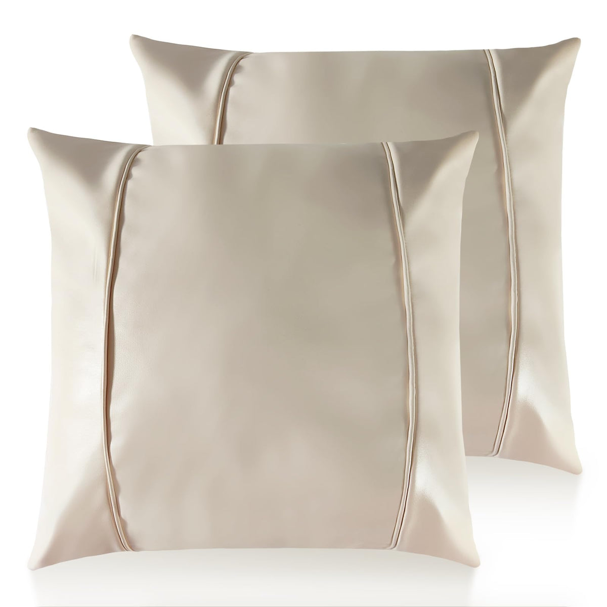Faux Leather Throw Pillow Cover 18X18 Inch Set of 2 Brown Outdoor Modern Farmhouse Solid Decorative Pillow Covers for Room Couch Living Bedroom Bed Sofa