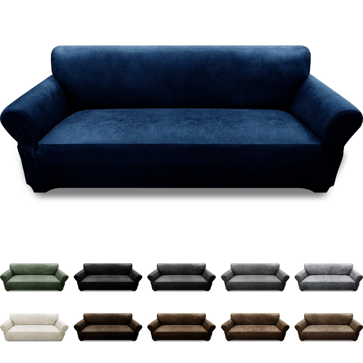 Couch Cover Leather Look 3 Seater Couch Sofa Cover 1-Piece Sofa Slipcover Stretch Furniture Protector with Elastic Bottom & Pockets(Sofa, Coffee)