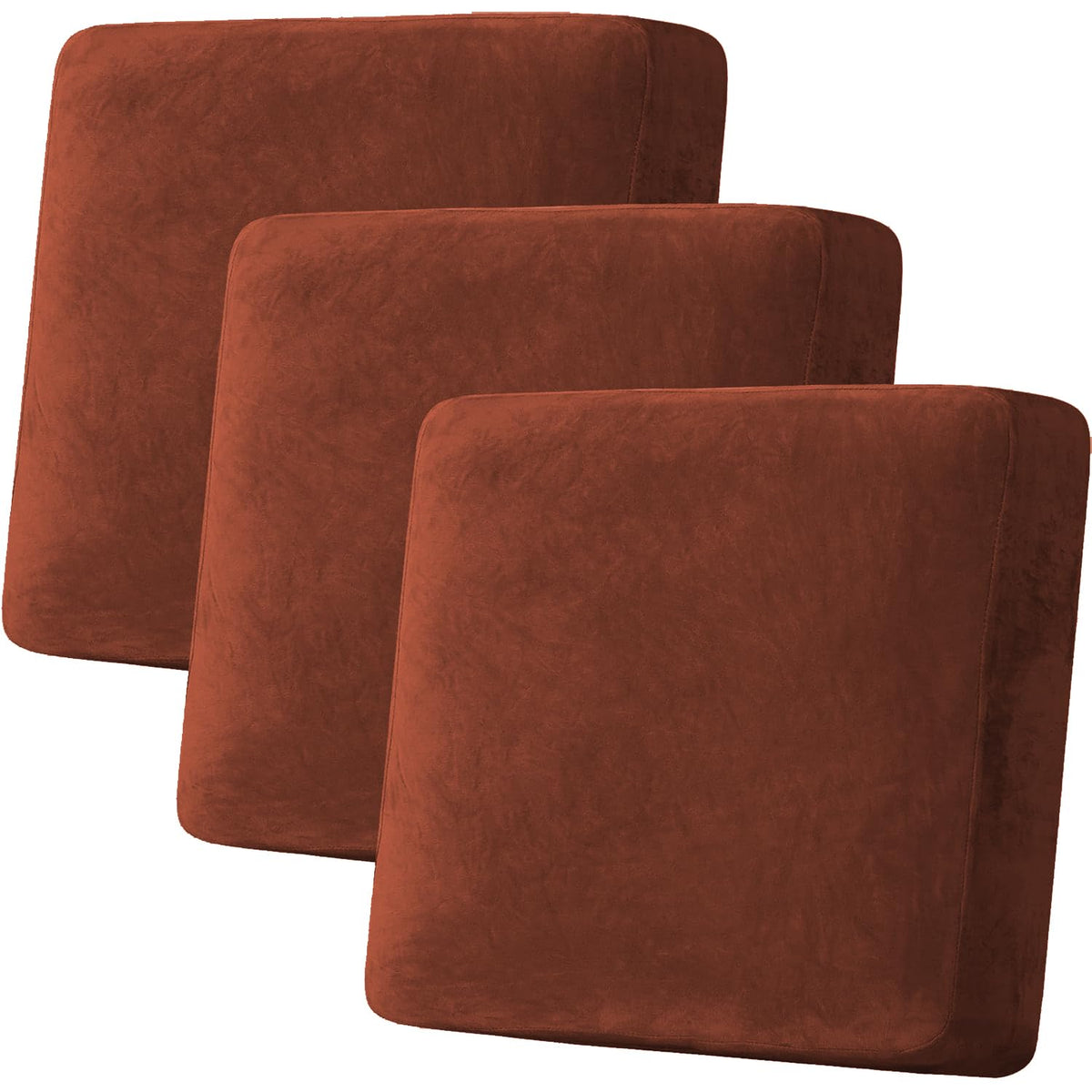 H.VERSAILTEX Velvet Stretch Couch Cushion Cover Plush Cushion Slipcover for Chair Loveseat Sofa Cushion Furniture Protector Seat Cushion Sofa Cover (3 Piece Sofa Cushion Covers, Ivory)