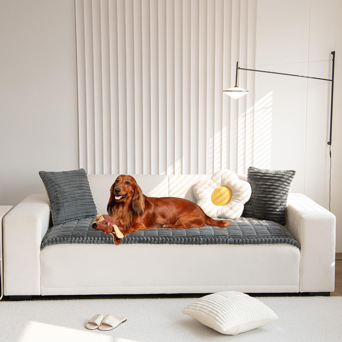 Mitid Sofa Cover Fuzzy Couch Covers for Pet, Couch Covers for Dogs Cats