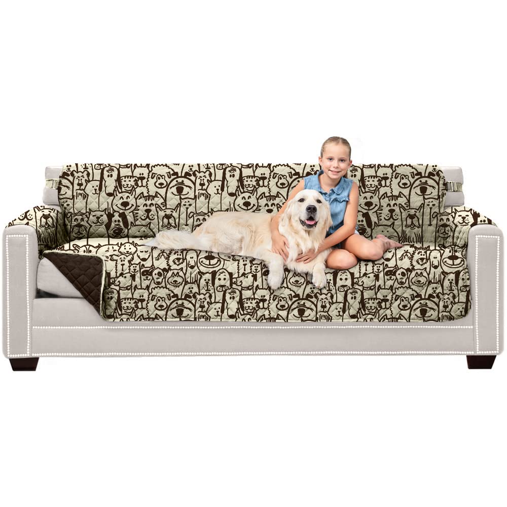 Sofa Shield® Couch Sofa Slip Cover for Dogs with Strap, Navy Sand