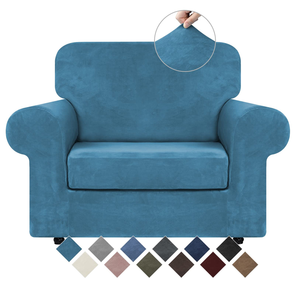 WEERRW 4 Pieces Couch Cover for Sofa Velvet Sofa Covers Washable, Dark Grey