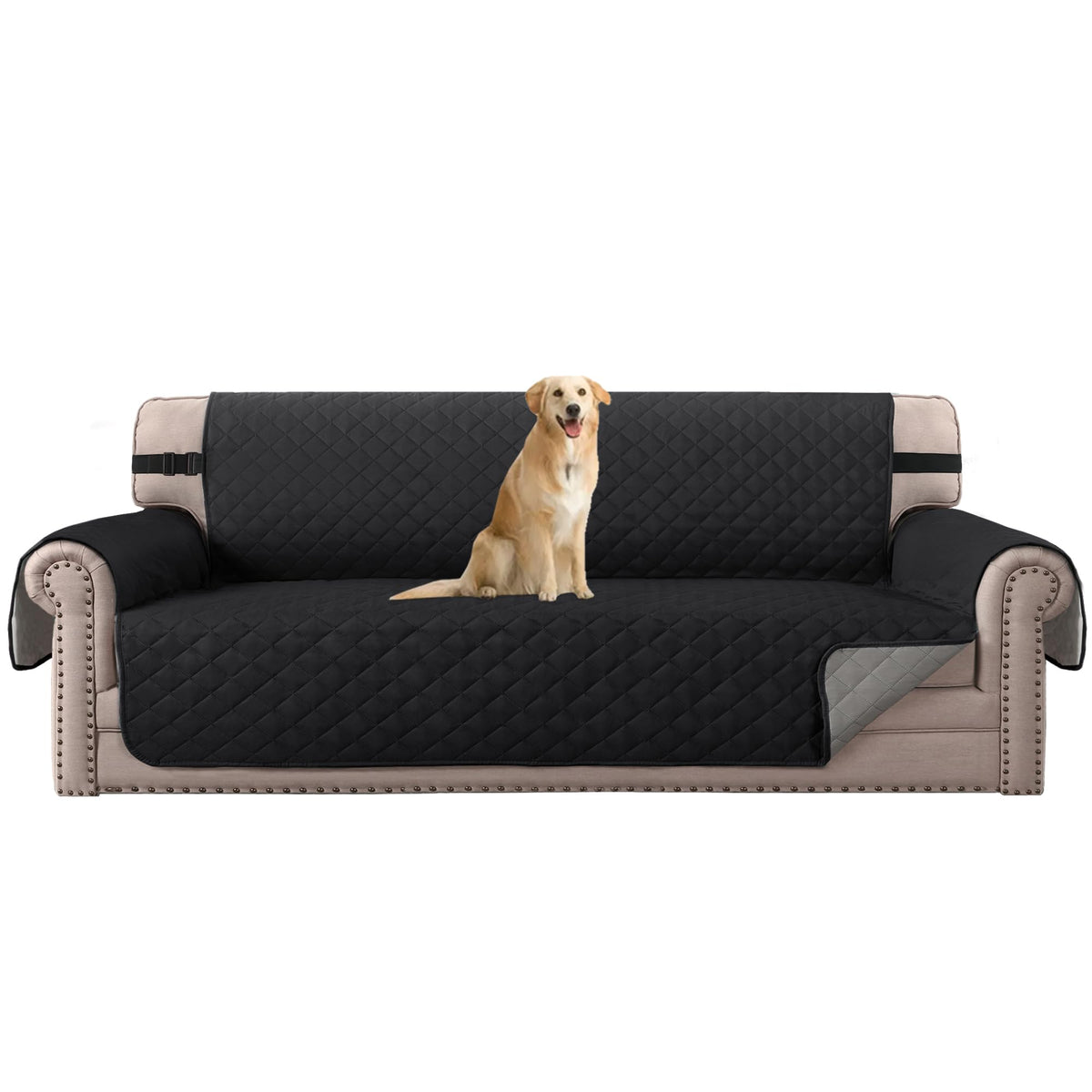 H.VERSAILTEX Reversible Couch Cover for 3 Cushion Cover Pet Friendly Sofa Cover for Dog Washable Furniture Protector Water Resistant Slipcover with Non Slip Elastic Strap(Sofa, Ivory/Beige)