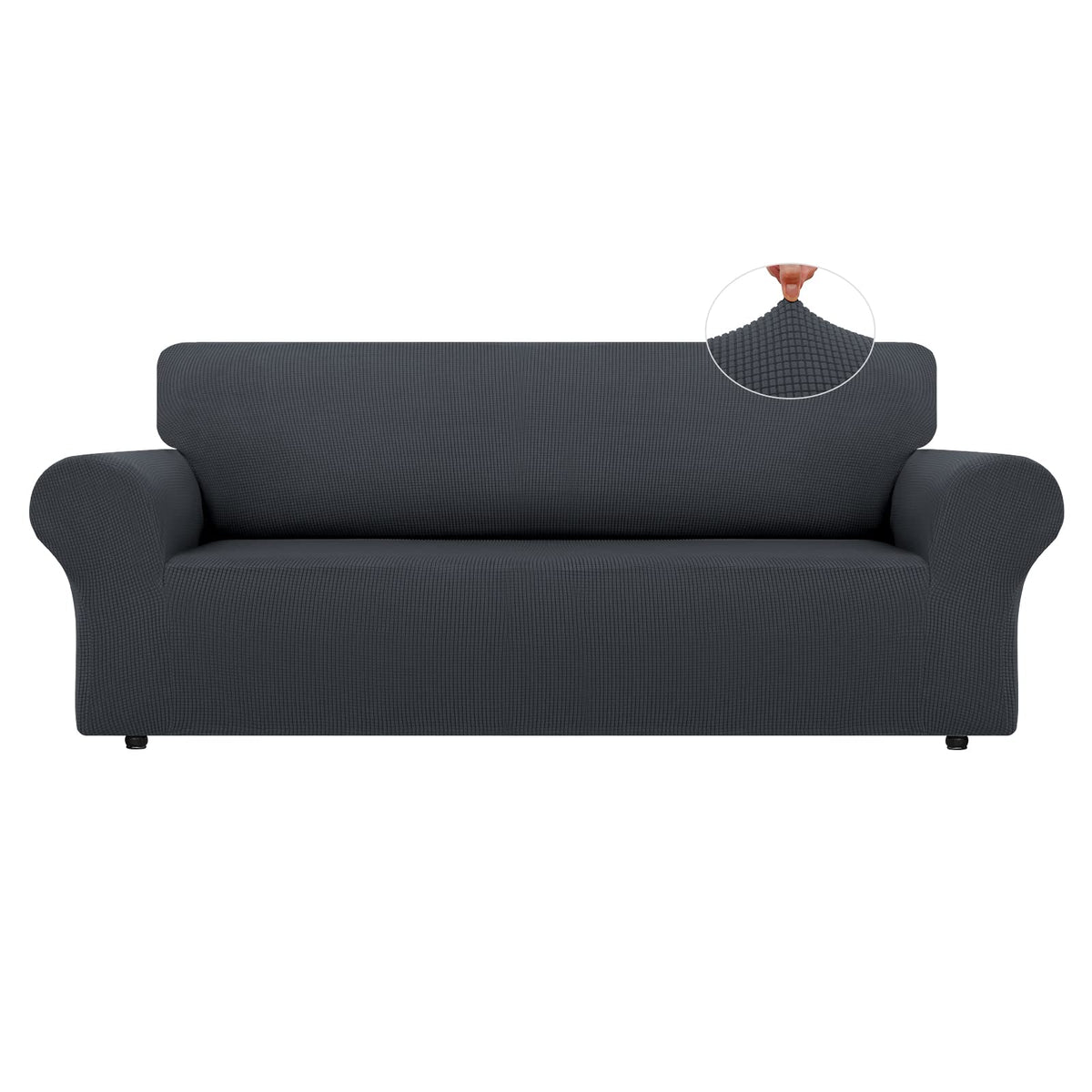LURKA Stretch Couch Cover for Sofa, 1 Piece 3 Cushion Slipcover, Black