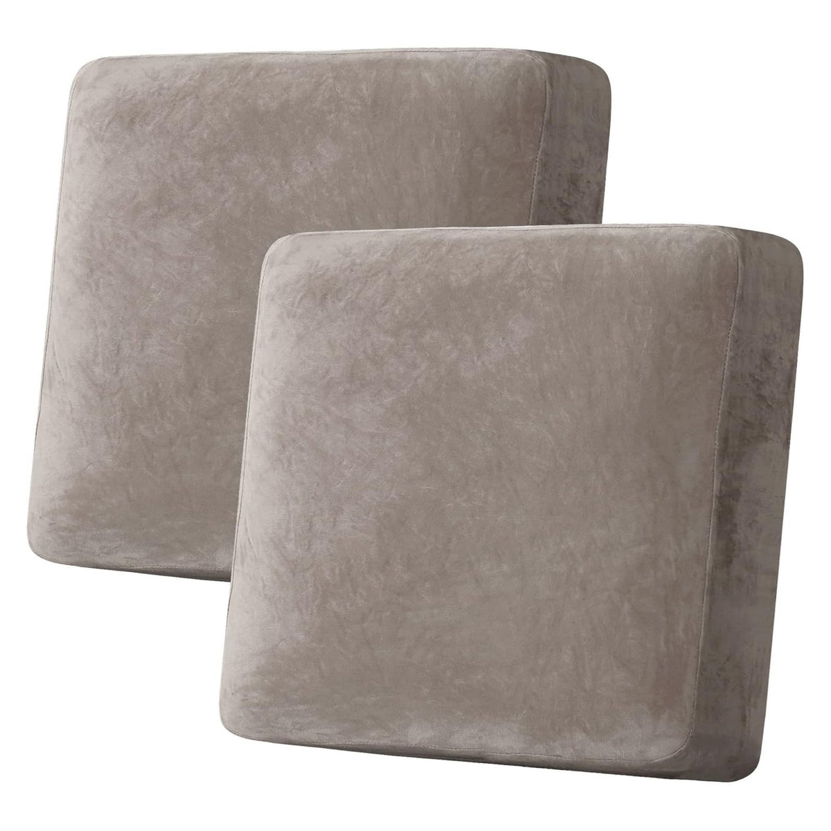H.VERSAILTEX Velvet Stretch Couch Cushion Cover Plush Cushion Slipcover for Chair Loveseat Sofa Cushion Furniture Protector Seat Cushion Sofa Cover (2 Piece Large Sofa Cushion Covers, Ivory)