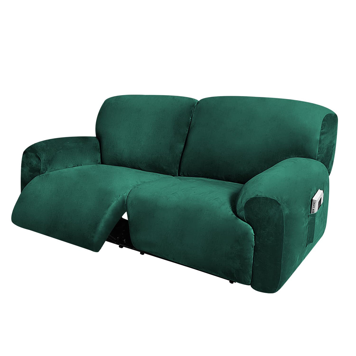ULTICOR Extra Wide 75-100" 2 Seater Reclining Sofa Slipcover, Velvet Stretch 6-Piece, Soft Washable (Dark Grey)
