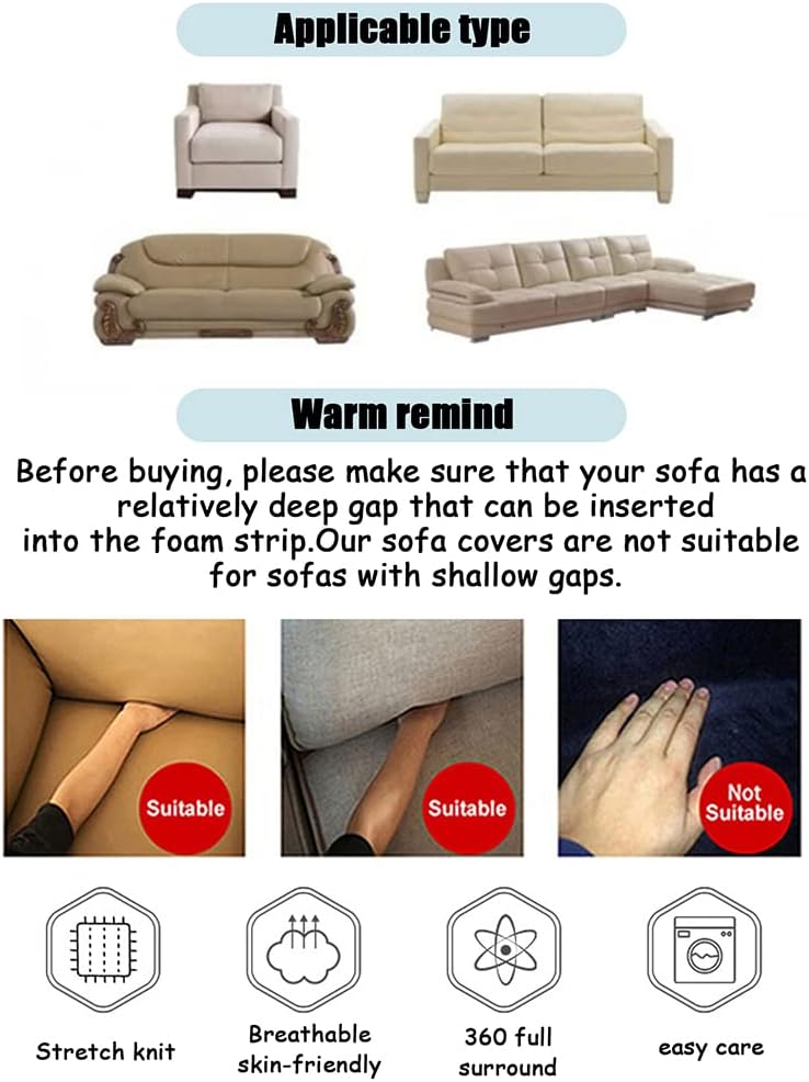 Shukii Stretch Couch Covers Printed Sofa Covers Slipcovers Loveseat for 2 Cushion Couches Furniture Protector with 1 Pillowcases