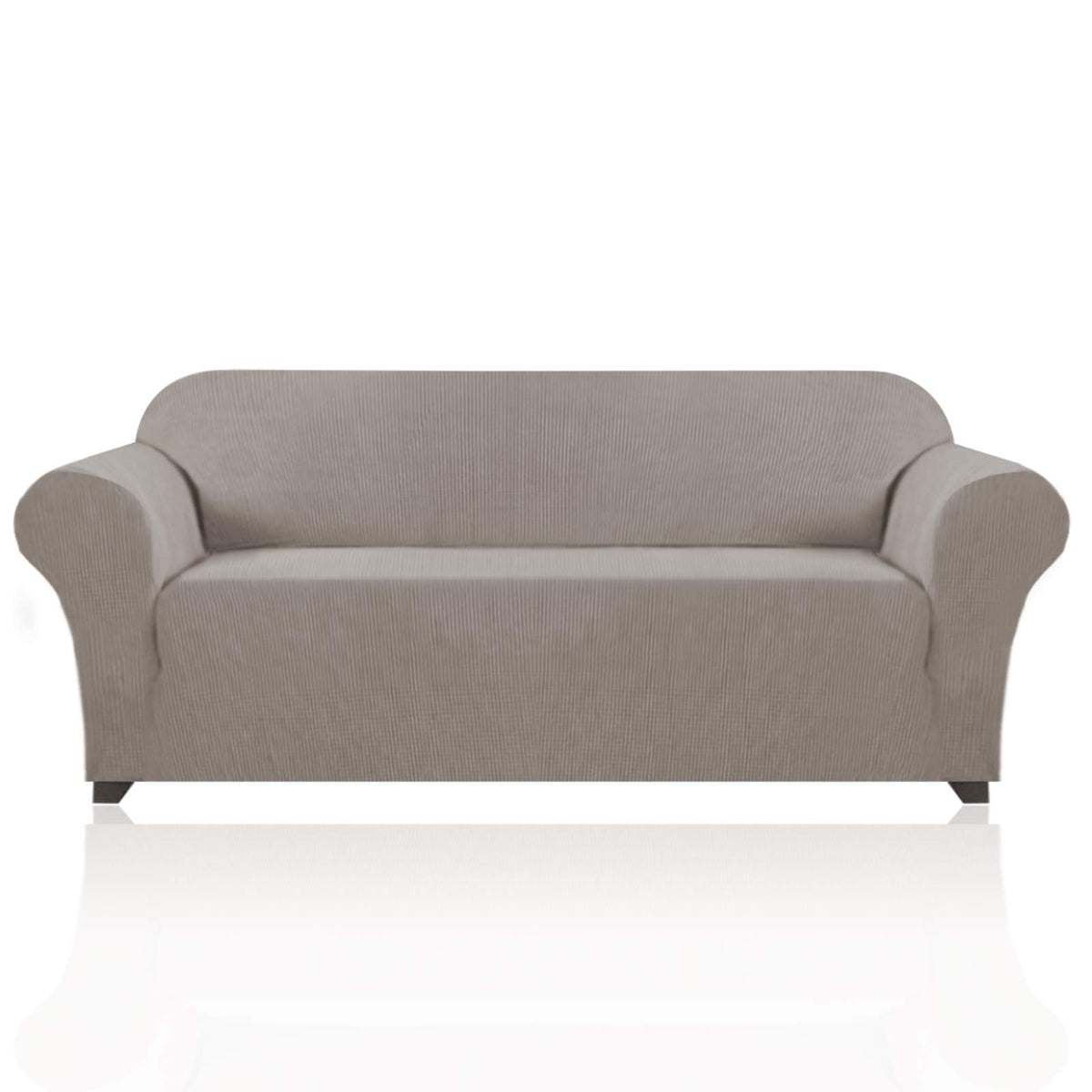PrinceDeco Stretch Loveseat Sofa Cover Slipcover Couch Cover for 2 Cushion Sofa Washable Sofa Cover for Pets Friendly Furniture Protector Covers with Non Slip Bottom(Loveseat, Brown)