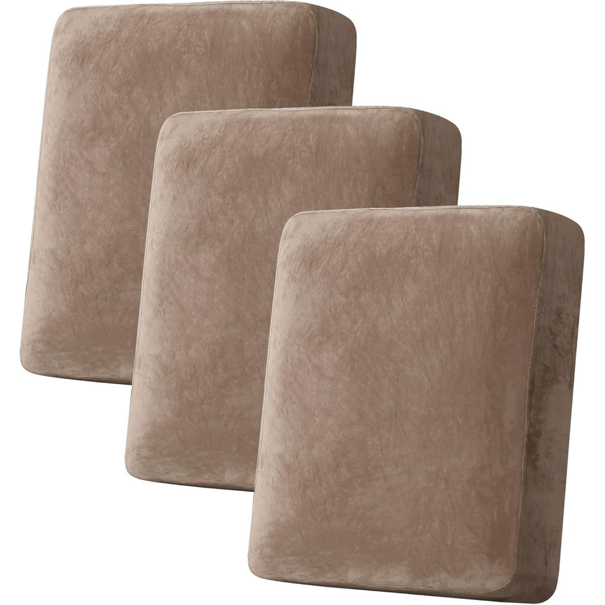 H.VERSAILTEX Velvet Stretch Couch Cushion Cover Plush Cushion Slipcover for Chair Loveseat Sofa Cushion Furniture Protector Seat Cushion Sofa Cover (2 Piece Large Sofa Cushion Covers, Ivory)