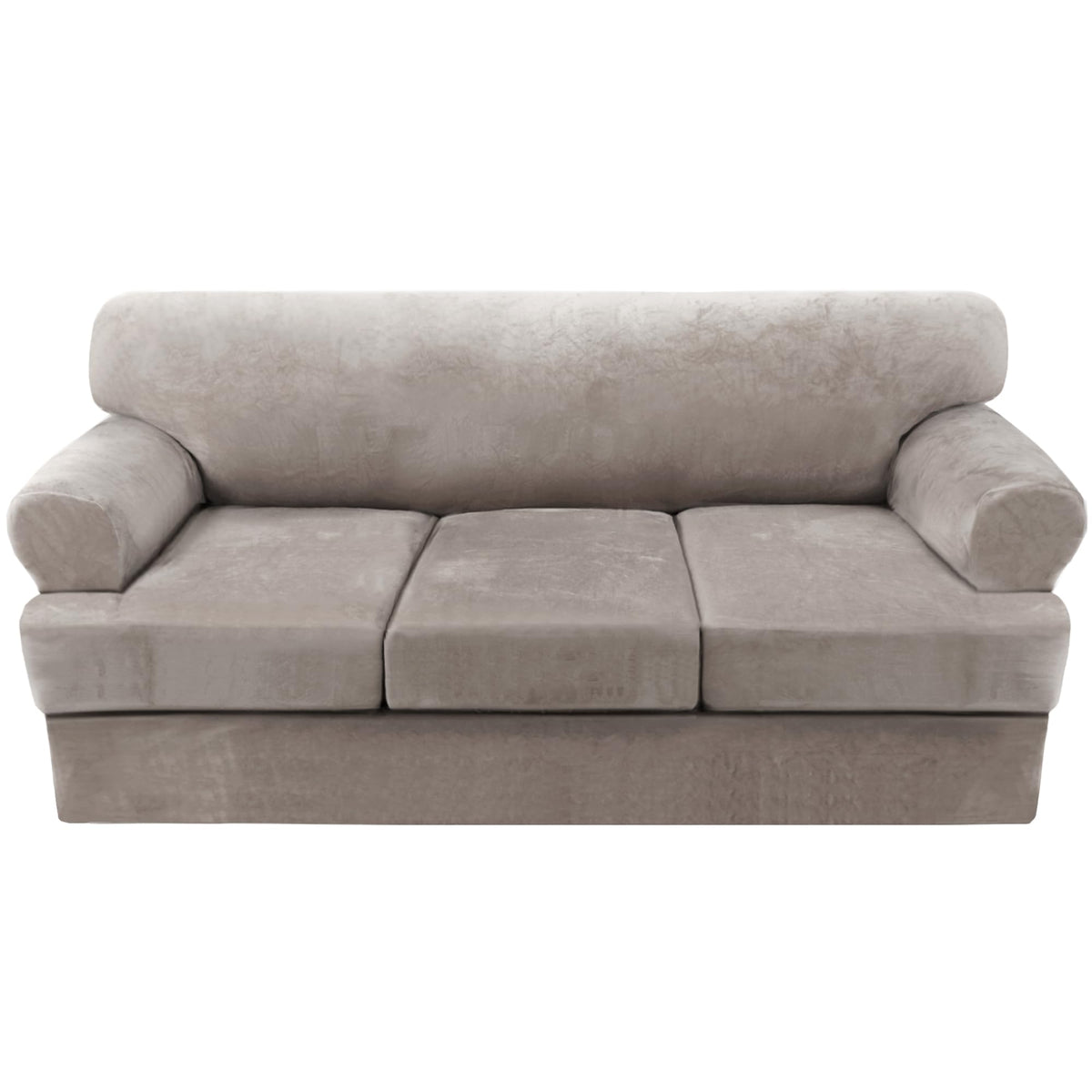 H.VERSAILTEX Sofa Cover 4 Piece T Cushion Sofa Slipcovers Couch Cover Furniture Protector Stretch T Cushion Sofa Covers for 3 Cushion Couch with 3 Individual T Cushion Covers, Ivory