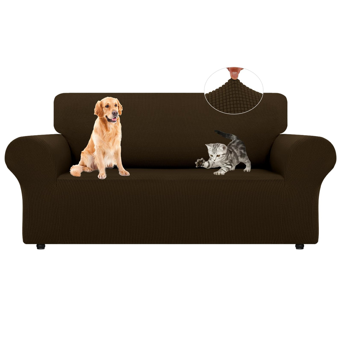 LURKA Stretch Couch Cover for Sofa, 1 Piece 3 Cushion Slipcover, Black