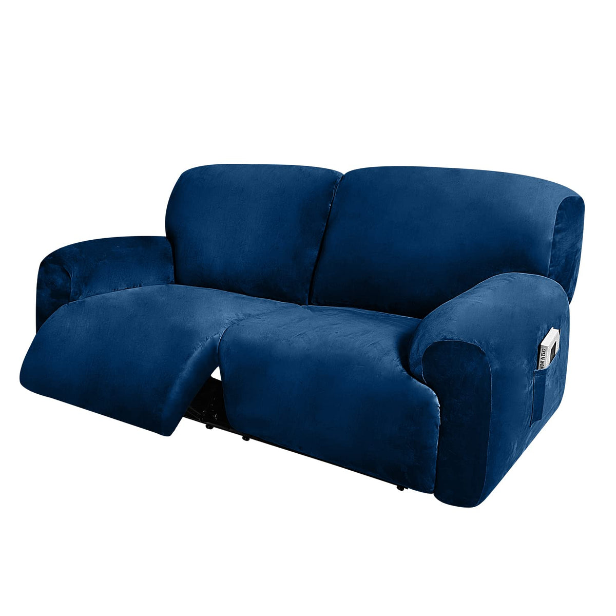 ULTICOR Extra Wide 75-100" 2 Seater Reclining Sofa Slipcover, Velvet Stretch 6-Piece, Soft Washable (Dark Grey)