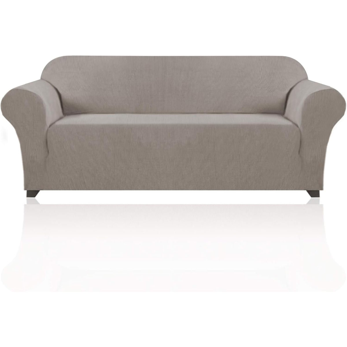 PrinceDeco Stretch Loveseat Sofa Cover Slipcover Couch Cover for 2 Cushion Sofa Washable Sofa Cover for Pets Friendly Furniture Protector Covers with Non Slip Bottom(Loveseat, Brown)