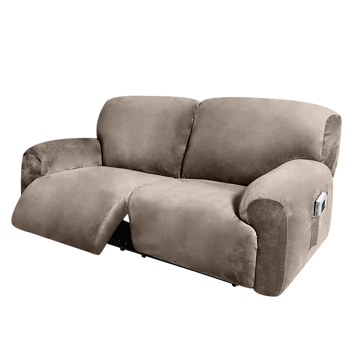 ULTICOR Extra Wide 75-100" 2 Seater Reclining Sofa Slipcover, Velvet Stretch 6-Piece, Soft Washable (Dark Grey)