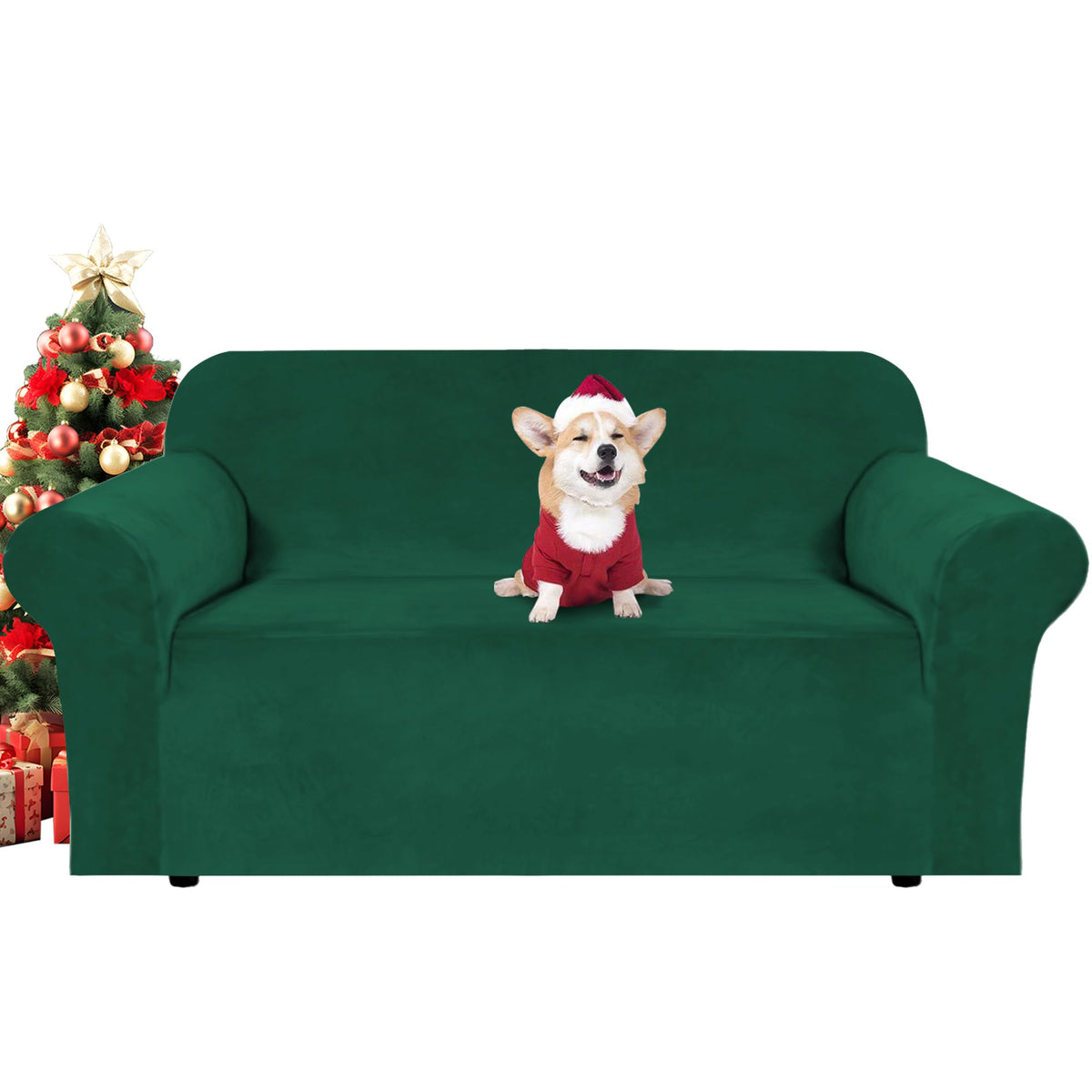 H.VERSAILTEX 1 Peice Stretch Velvet Sofa Covers for 3 Cushion Couch Covers Sofa Slipcovers Furniture Protector Soft, Crafted from Thick Comfy Rich Velour (Sofa 72"-90", Oatmeal)