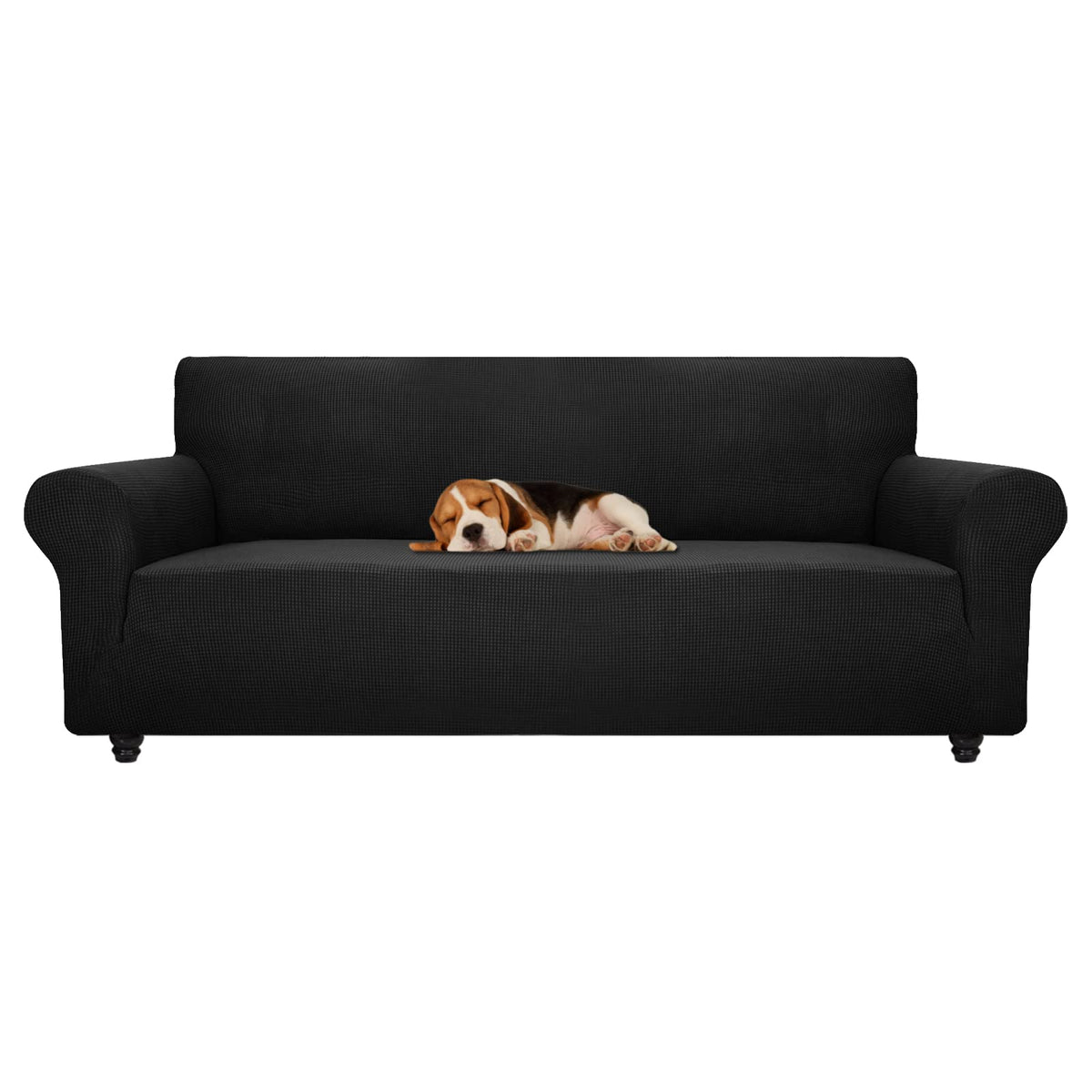 ZNSAYOTX Super Stretch Couch Cover (72"-92") Universal Sofa Covers with Elastic Bottom, Dog Cat Pets Friendly Washable Furniture Protector Fitted Sofa Slipcovers Stay in Place (Dark Grey, Sofa)