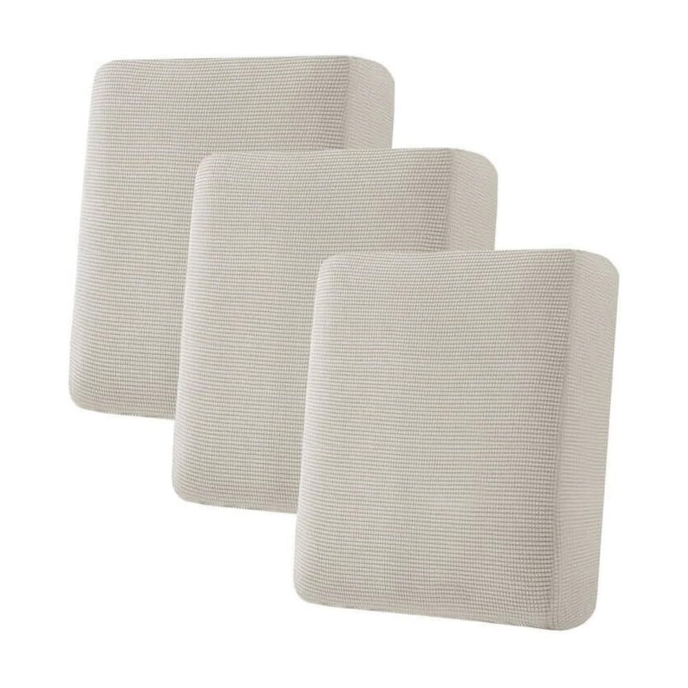 H.VERSAILTEX Super Stretch Individual Seat Cushion/Couch Slipcover Sets Thick Jacquard Textured Twill Fabric (3 Piece Sofa Covers, Sand)