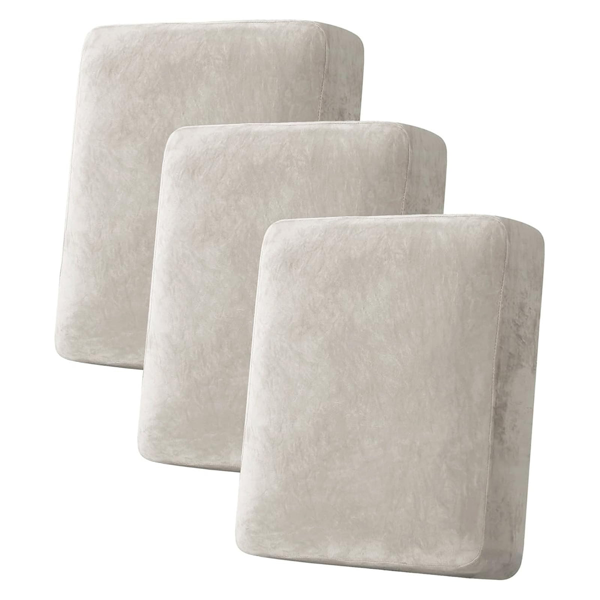 H.VERSAILTEX Velvet Stretch Couch Cushion Cover Plush Cushion Slipcover for Chair Loveseat Sofa Cushion Furniture Protector Seat Cushion Sofa Cover (2 Piece Large Sofa Cushion Covers, Ivory)