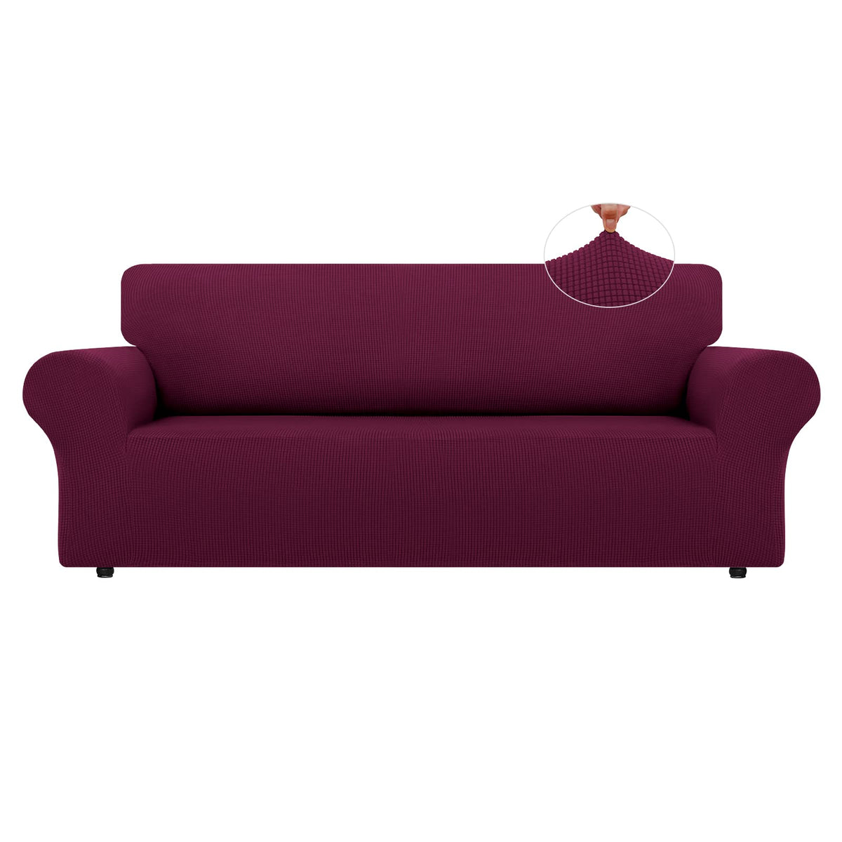 LURKA Stretch Couch Cover for Sofa, 1 Piece 3 Cushion Slipcover, Black